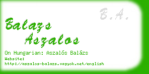 balazs aszalos business card